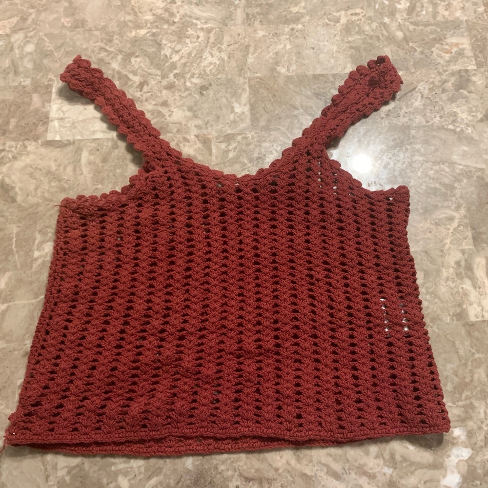 EARTHBOUND Burgundy Crochet Tank Top